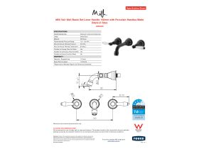 Specification Sheet - Milli Voir Wall Basin Set Lever Handle 150mm with Porcelain Handles Matte Black (5 Star)