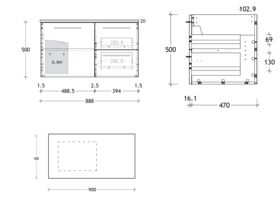 ADP Essence MKII Vanity Unit Wall Hung 1 Door & 2 Draws No Basin 900mm