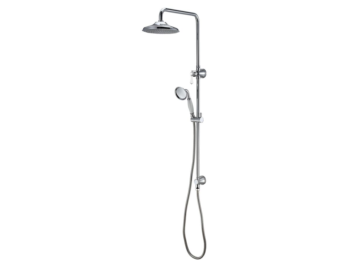 Kado Era Twin Rail Shower Lever with Top Rail Water Inlet Porcelain Handle Chrome (4 Star)