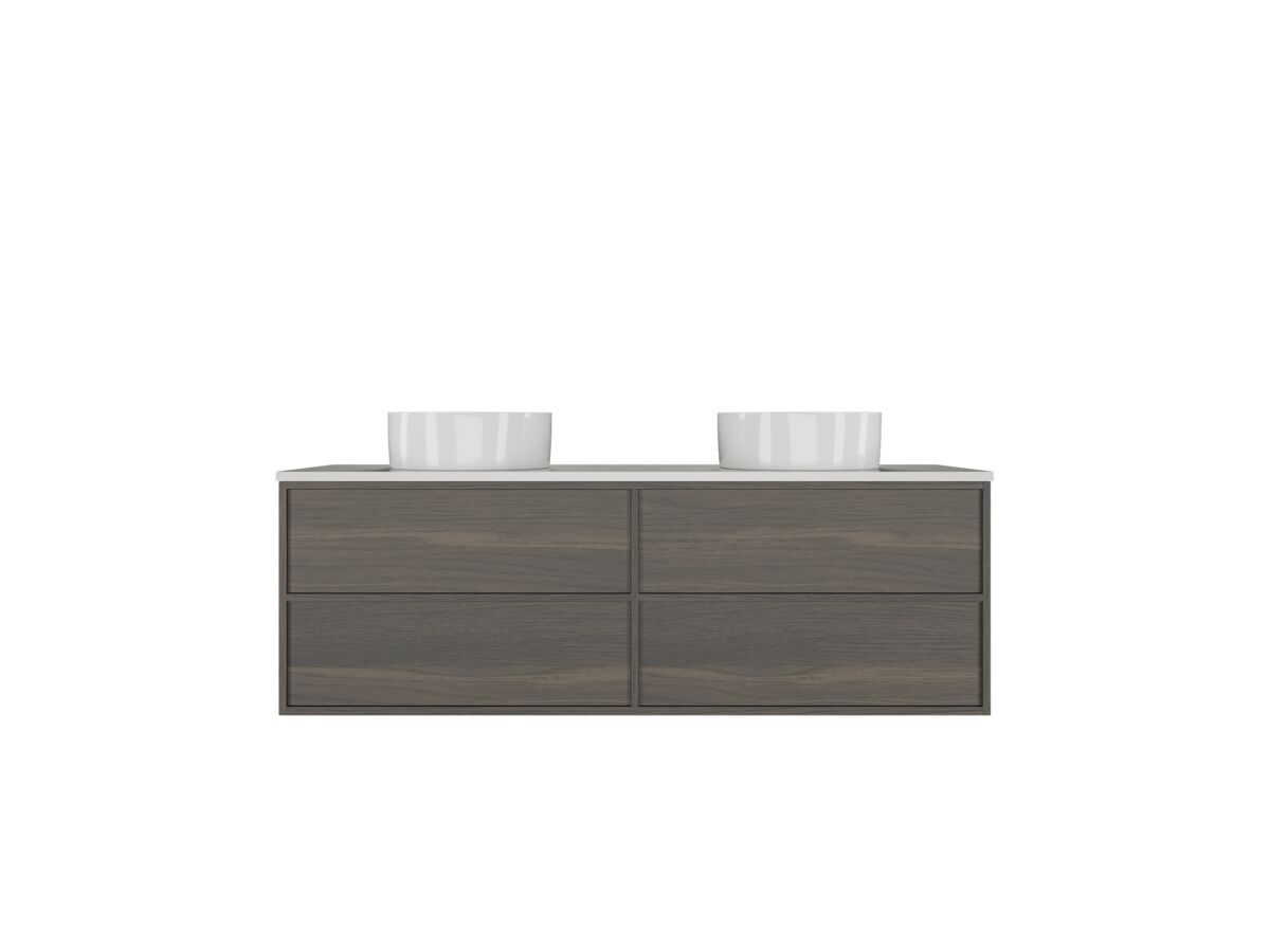 Kado Aspect Wall Hung Vanity Unit 1500mm Double Bowl 4 Drawer Corian 20mm Top