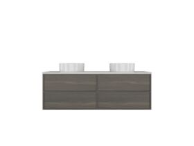 Kado Aspect Wall Hung Vanity Unit 1500mm Double Bowl 4 Drawer Corian 20mm Top