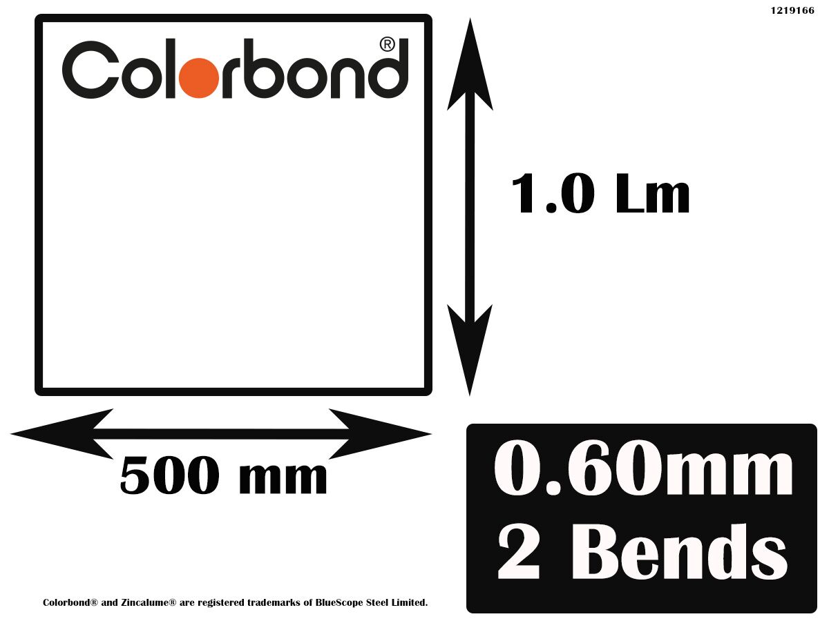 Flashing Colorbond 2 Bend .60mm 500mm