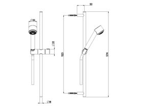 Nikles Cubic Rail Shower 55 574mm Chrome (3 Star)