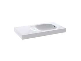Kado Lussi 900mm Right Hand Wall Basin with Overflow 1 Taphole Matte White Solid Surface