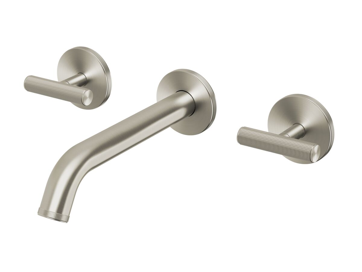 Hero - Milli Etch Wall Basin / Bath Tap Set 180mm Brushed Nickel (6 Star)