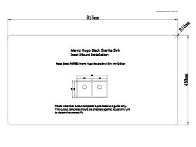 Cut Out Template (Inset) - Memo Hugo Double Bowl Sink No Taphole Granite Black