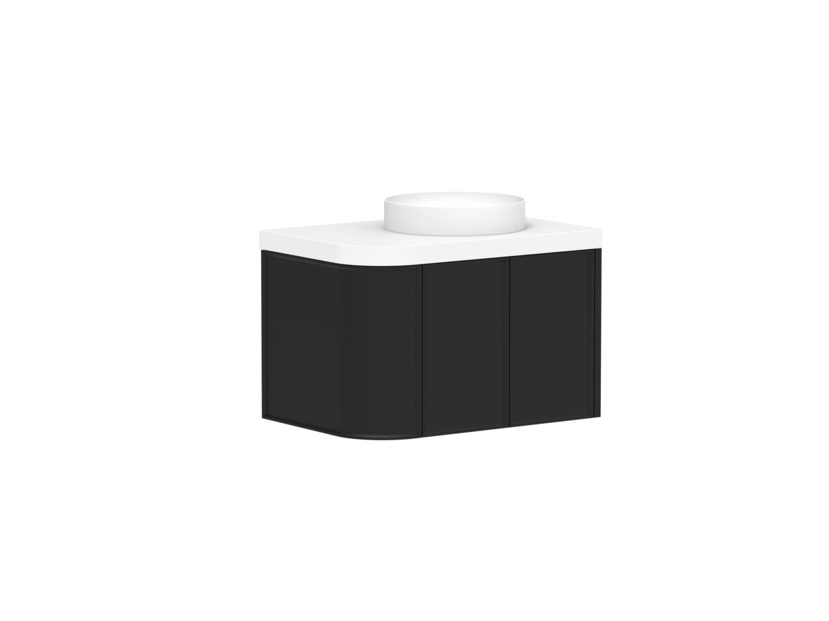 Kado Era 50mm Durasein Statement Top Single Curve All Door 750mm Wall Hung Vanity with Center Basin