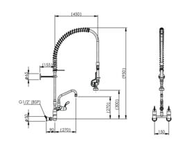 Enware Pre Rinse Wall Exp M/Assy Pot & Spt 3 Star/6 Star