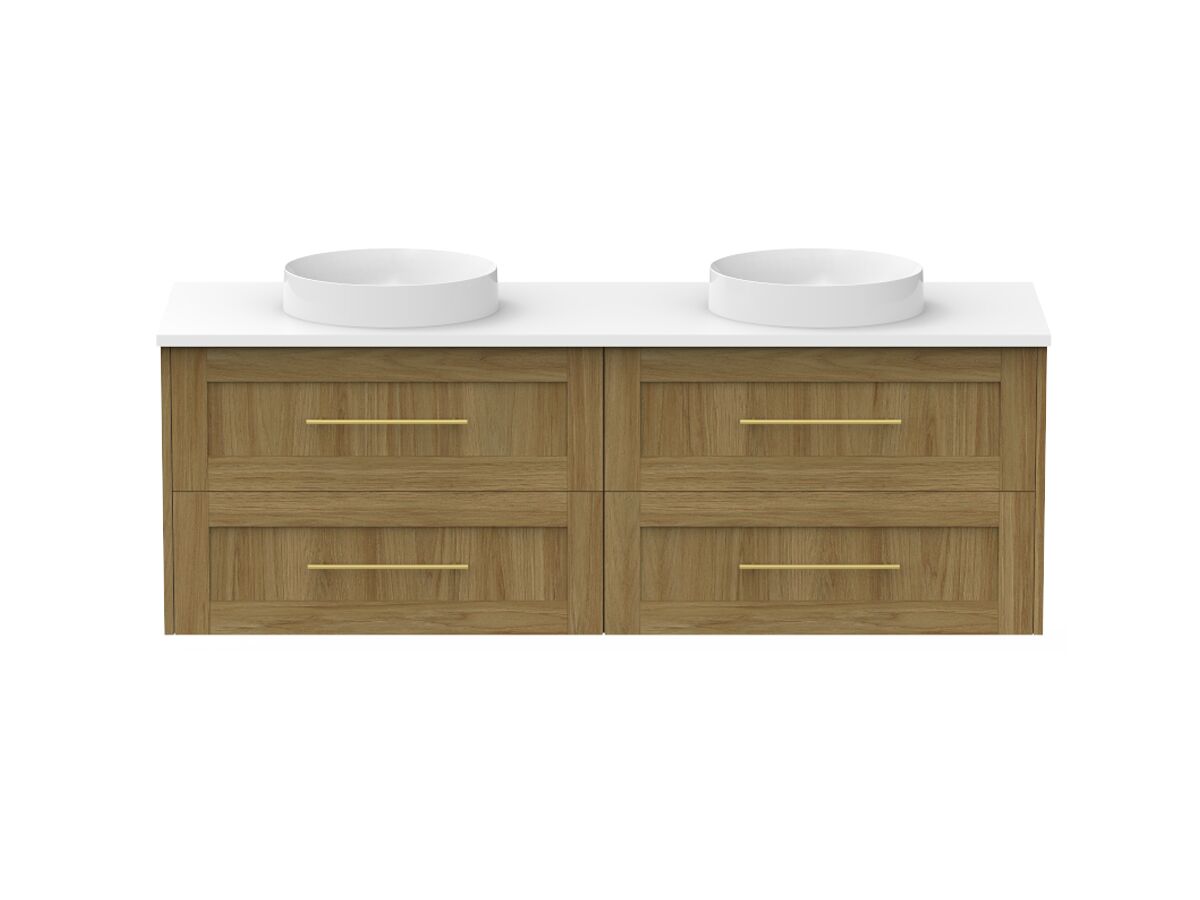 Kado Lux 1500mm All Drawer Wall Hung Vanity Unit 4 Drawers Double Bowl Vanity (No Basin)