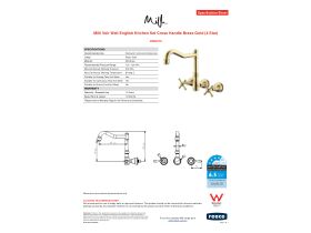 Specification Sheet - Milli Voir Wall English Kitchen Set Cross Handle Brass Gold (4 Star)