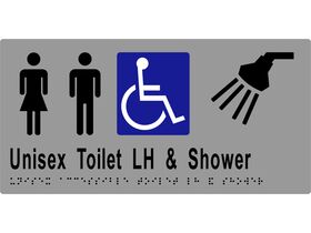 Sign Braille Unisex Accessible WC Left Hand Shower Stainless Steel