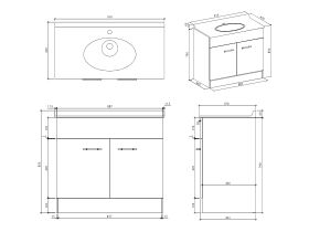 Base Vanity 2 Door 910mm White