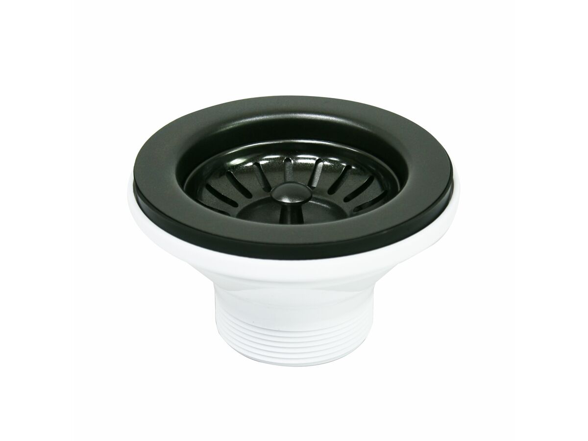 Memo Basket Plug & Waste 90mm x 50mm (Suits Stainless Steel Sinks) Black