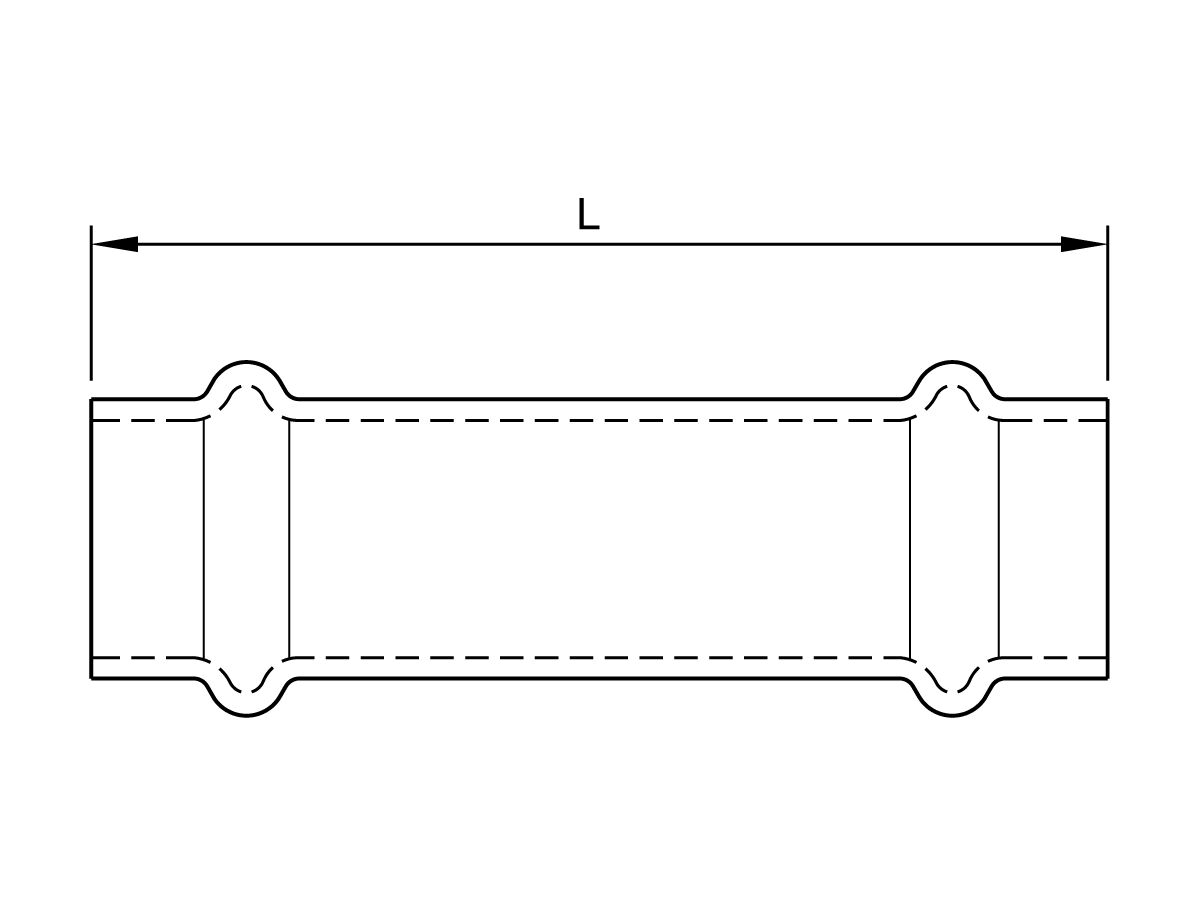 Technical Drawing - >B< Press Stainless Steel Slip Coupling