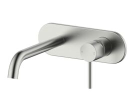 Mizu Drift Wall Basin/Bath Mixer Set Curve Brushed Nickel (6 Star)