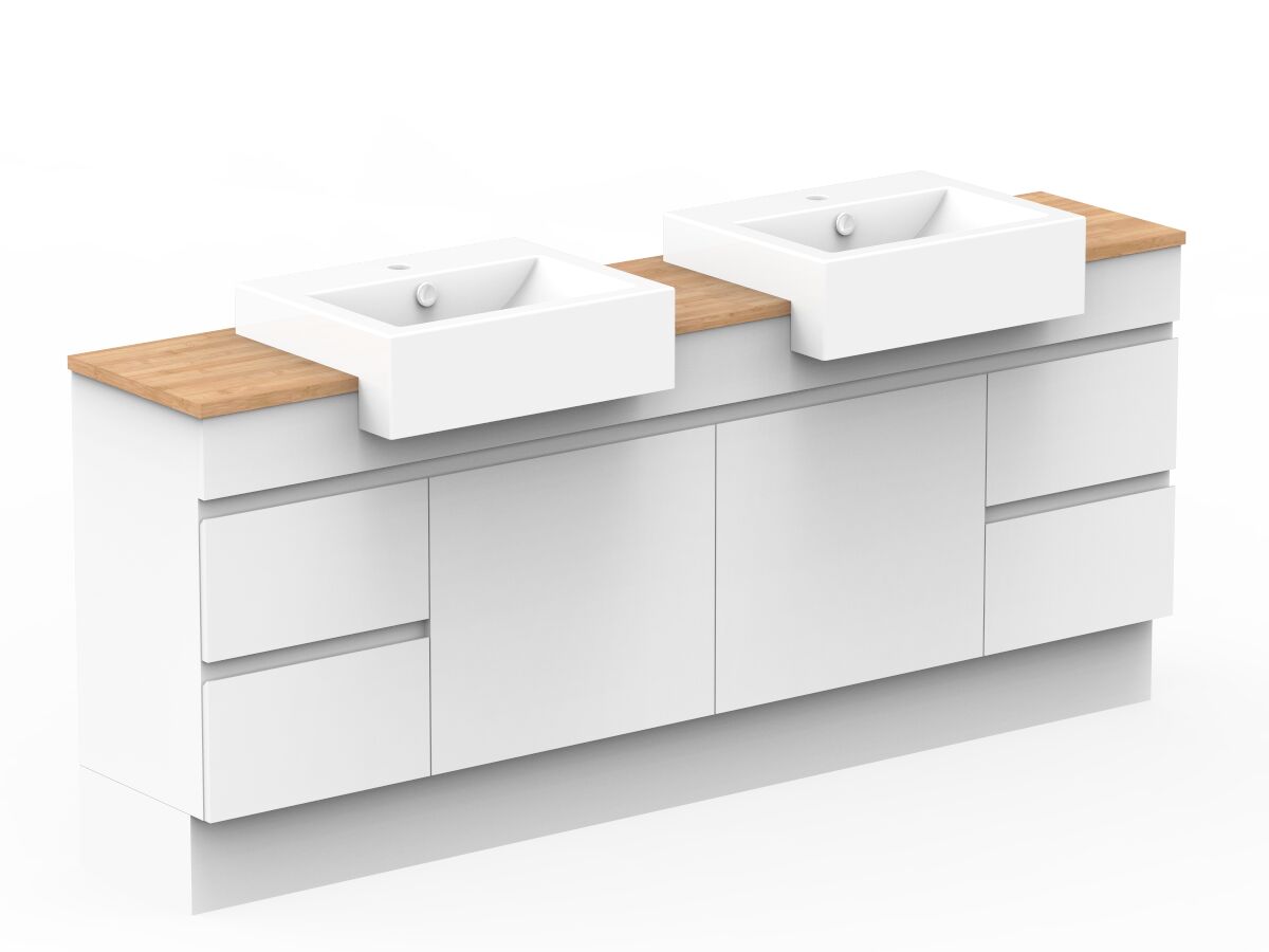 Posh Domaine 1800mm Floor Mount Vanity Unit SemiRecessed Double Bowl