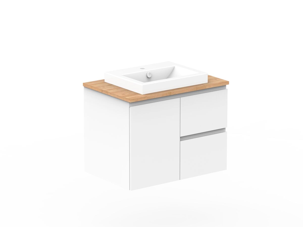 Posh Domaine 750mm Wall Hung Vanity Unit Conventional Bamboo Top (no