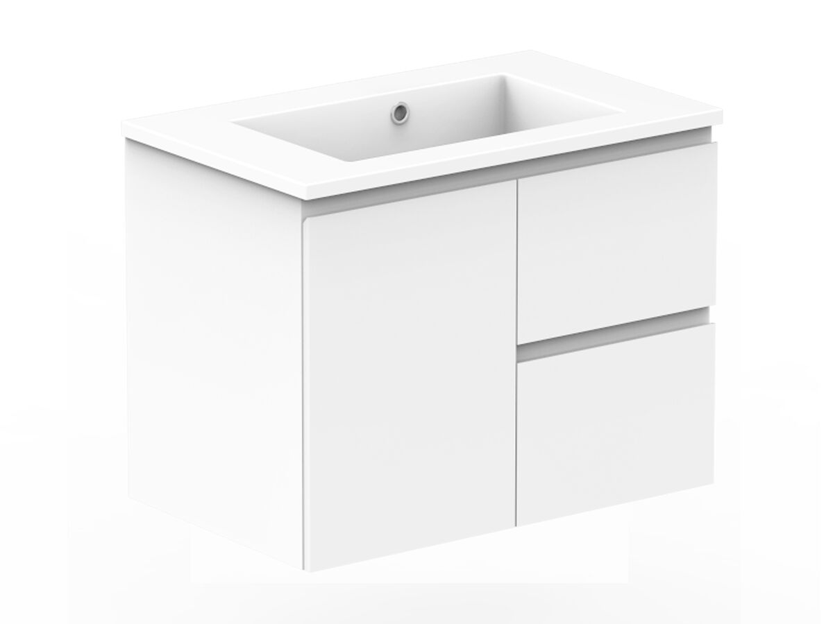 Posh Domaine Conventional 750mm Wall Hung Vanity Cast Marble Centre Basin