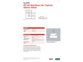 Technical Guide - Alape WT.Q3 Wall Basin No Taphole 450mm White