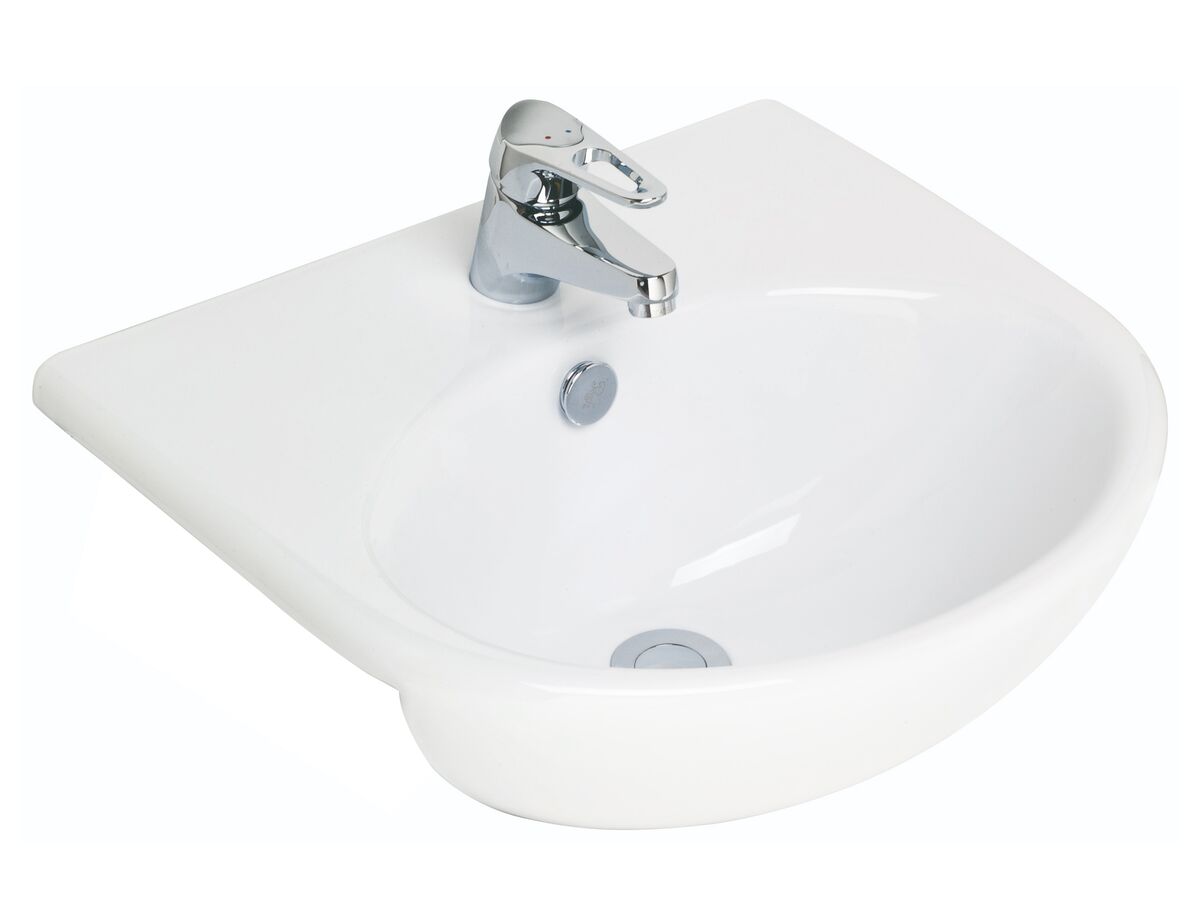 Base Semi Recessed Basin 1 Taphole 500mm White from Reece