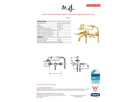 Specification Sheet - Milli Voir Wall Mounted Telephone Bath Set Lever Porcelain Handles Brushed Gold (3 Star)