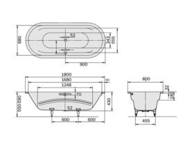 Kaldewei Vaio Duo Oval Bath with Overflow 1800mm x 800mm White/ Chrome