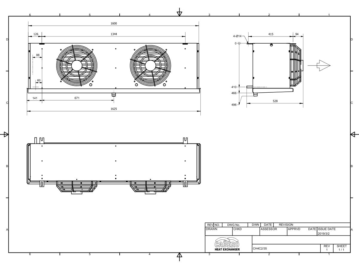 Cabero Evaporator Medium Temperature CH4C2/351 from Reece