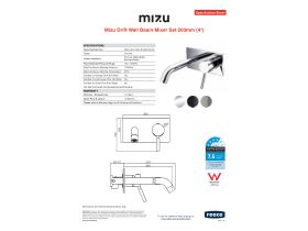 Specification Sheet - Mizu Drift Wall Basin Mixer Tap Set 200mm (4 Star)