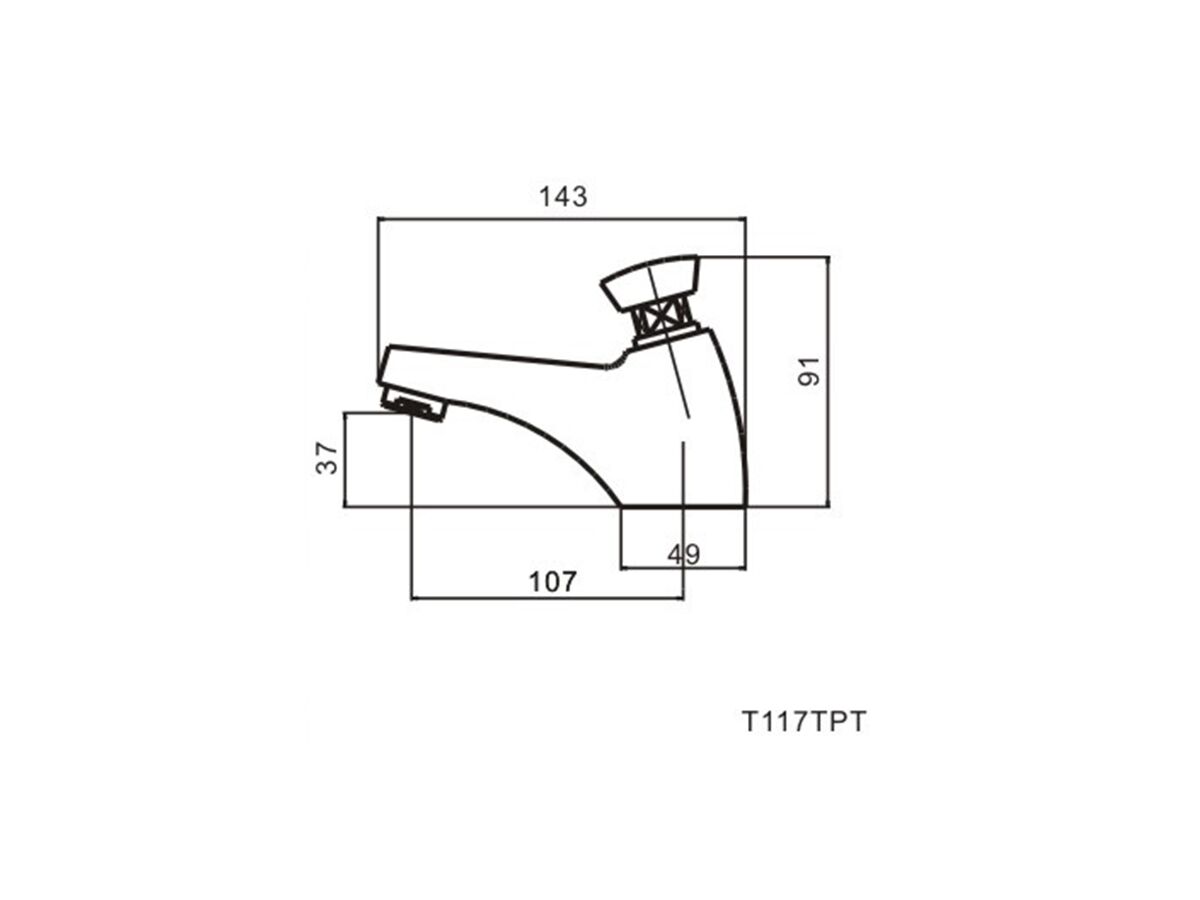 Timed Pillar Tap Push Button 7 Seconds Cold Only (6 Star)