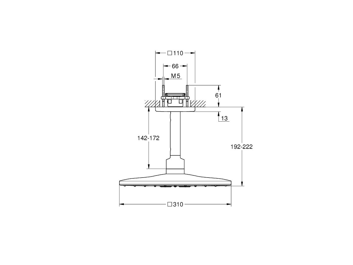 GROHE Rainshower SmartActive Ceiling Shower (less Inwall Body) Front of