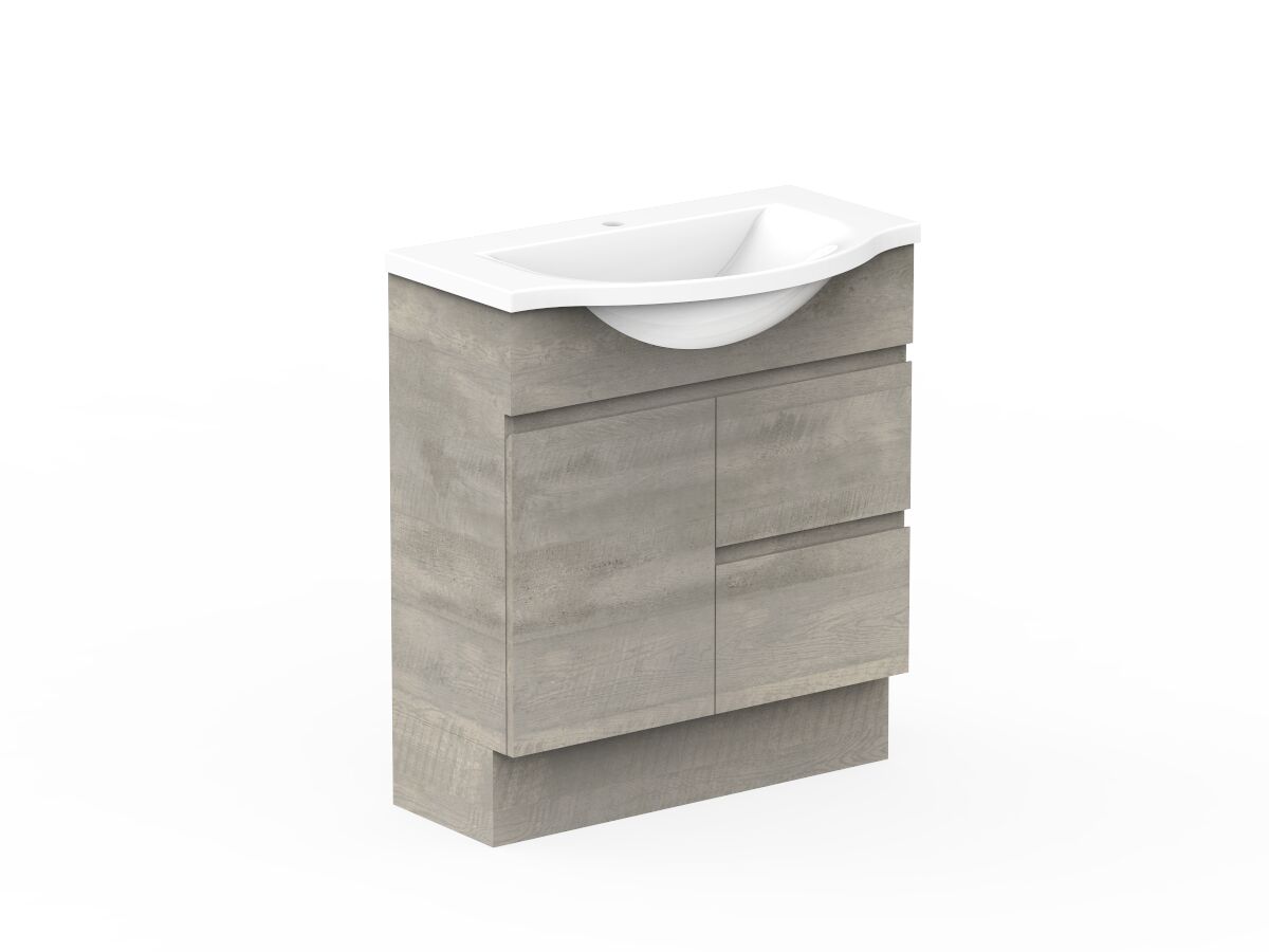 Posh Domaine 750mm Floor Mount Vanity Unit SemiRecessed Cast Marble