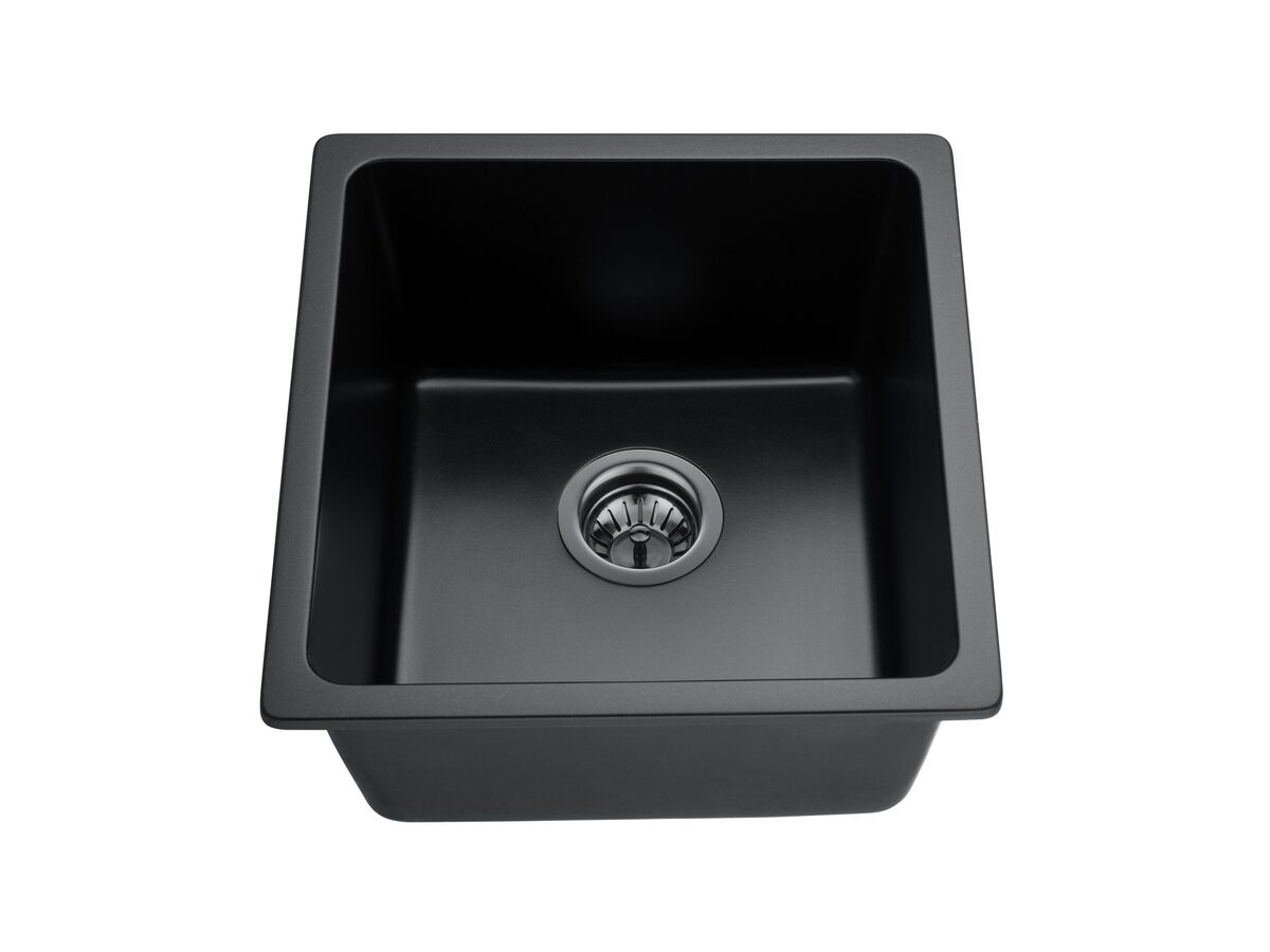 Memo Hugo Single Bowl Sink No Taphole Granite Black from Reece
