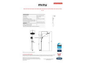 Specification Sheet - Mizu Drift Twin Rail Shower with 300mm ABS Overhead with Top Rail Water Inlet Chrome (3 Star)