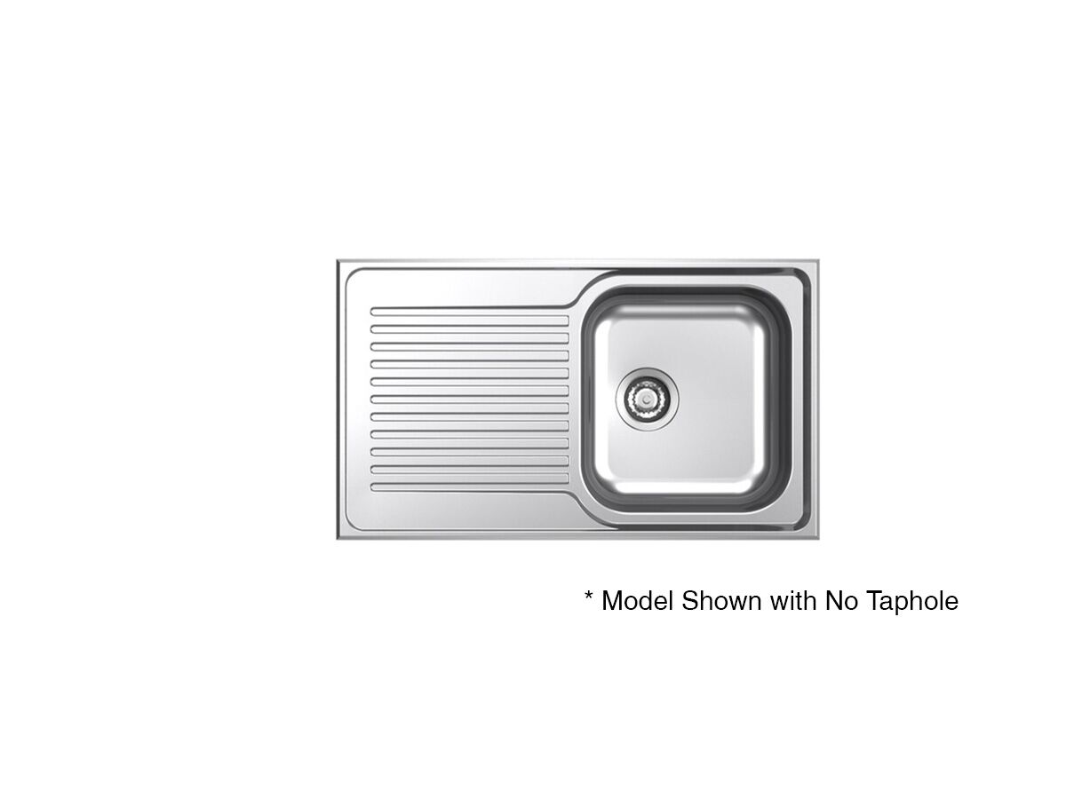 Clark Punch 1203.1R Single End Bowl Sink 1 Taphole Right Hand Bowl 860mm Stainless Steel