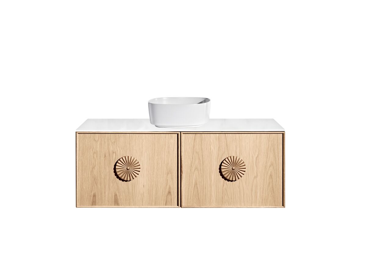 ISSY Adorn Above Counter or Semi Inset Wall Hung Vanity Unit with Two Drawers & Internal Shelves with Petite Handle 109