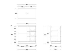 Posh Domaine Plus Conventional 900 Floor Mount Vanity Unit Caesarstone Top