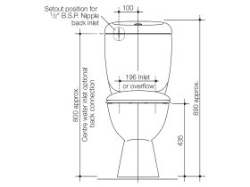 Caravelle Easy Height Close Coupled Back Entry Toilet Suite with Armrests - White (4 Star)