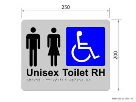 Unisex Accessible Tactile Sign Right Hand Stainless Steel