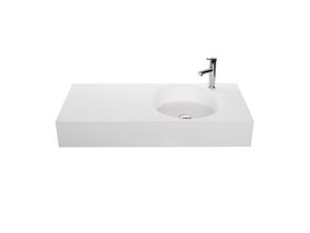 Omvivo Neo Solid Surface Wall Basin Right Hand Bowl 1 Taphole 1000mm White