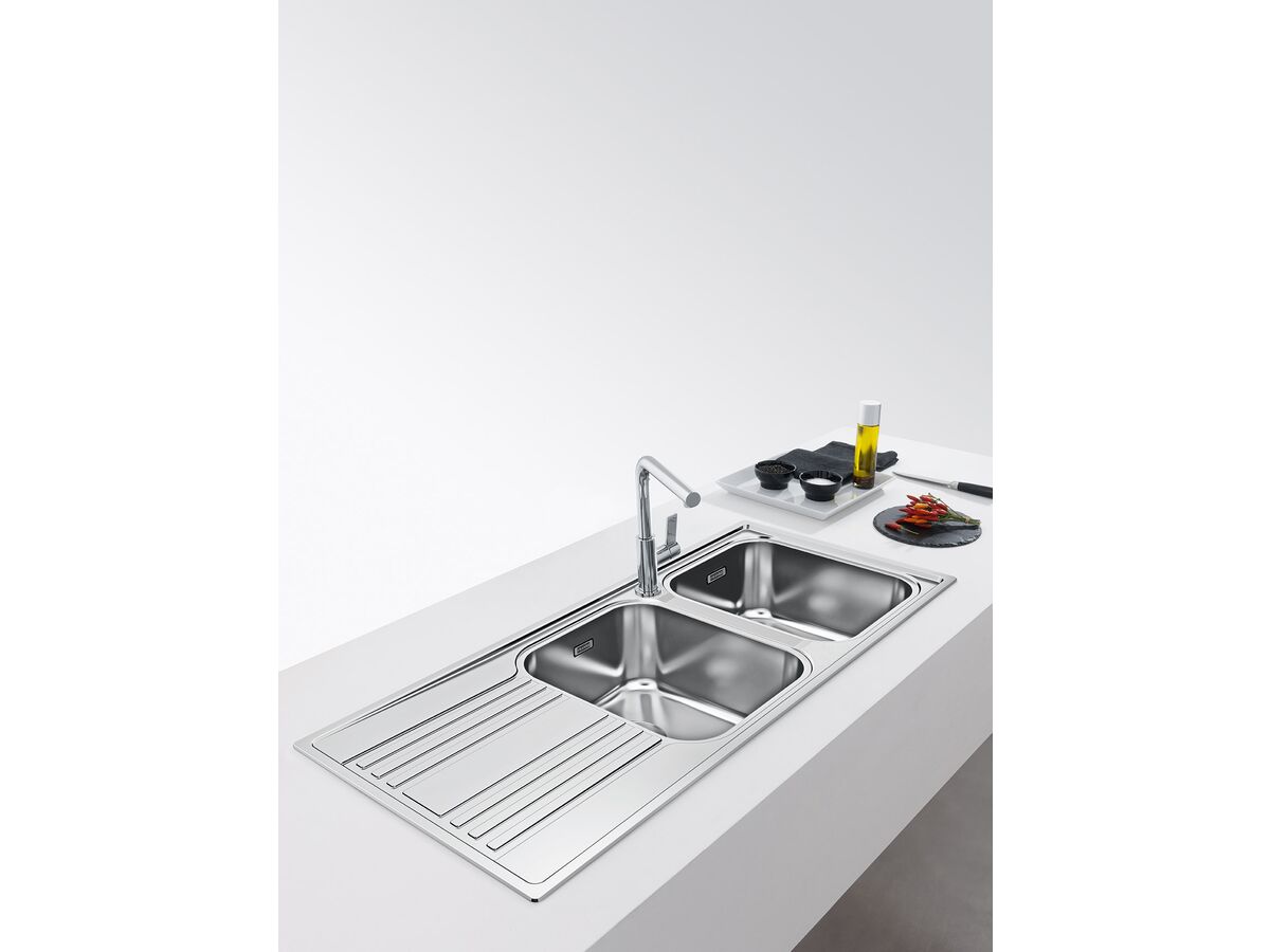 Franke Rapid RPX621 Double Bowl Inset Sink Right Hand Bowls-Left Hand Drain Stainless Steel