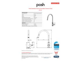 Specification Sheet - Posh Canterbury Pull Out Sink Mixer Chrome (4 Star)