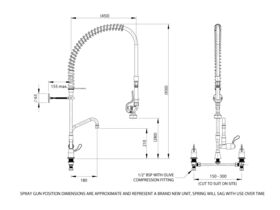 Enware Food Service Hob Mixer Tap with Spring Return & Pot Filler (3 Star/6 Star)