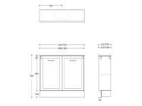 Kado Lux Petite Vanity Unit Floor Mount 900 Centre Bowl (Basin Included)