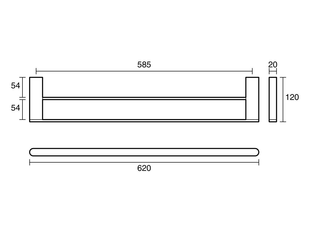 Mizu Soothe Double Towel Rail 600mm Matte Black from Reece