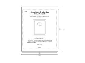 Cut Out Template - Memo Freya Compact Single Bowl Sink No Taphole Granite Black