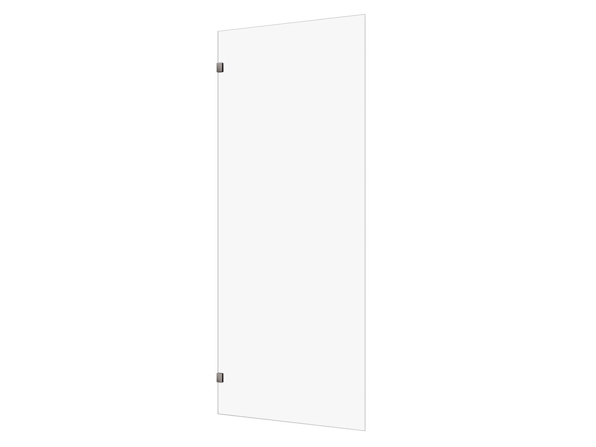 Hero - Kado Lux Frameless Rectangular Panel with Wall Clips Clear Glass 900mm Brushed Gunmetal