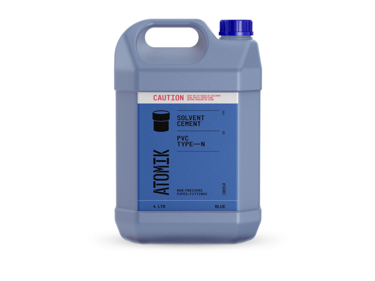 Atomik Solvent Cement PVC Type N Blue 4Ltr from Reece