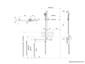 4 Star Matte Black Shwr Twin Rail with Handset, Hose & Elbow