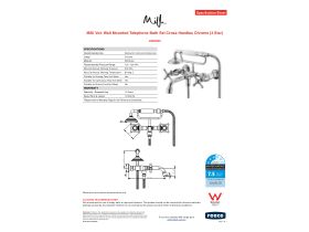 Specification Sheet - Milli Voir Wall Mounted Telephone Bath Set Cross Handles Chrome (3 Star)
