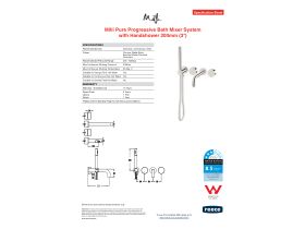 Specification Sheet - Milli Pure Progressive Bath Mixer System 200mm with Handshower Right Hand